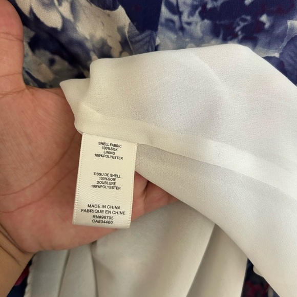 REBECCA TAYLOR ROSE GARDEN FLORAL Blue Keyhole Neck Chiffon Silk mini Dress Sz 2 - Picture 9 of 10